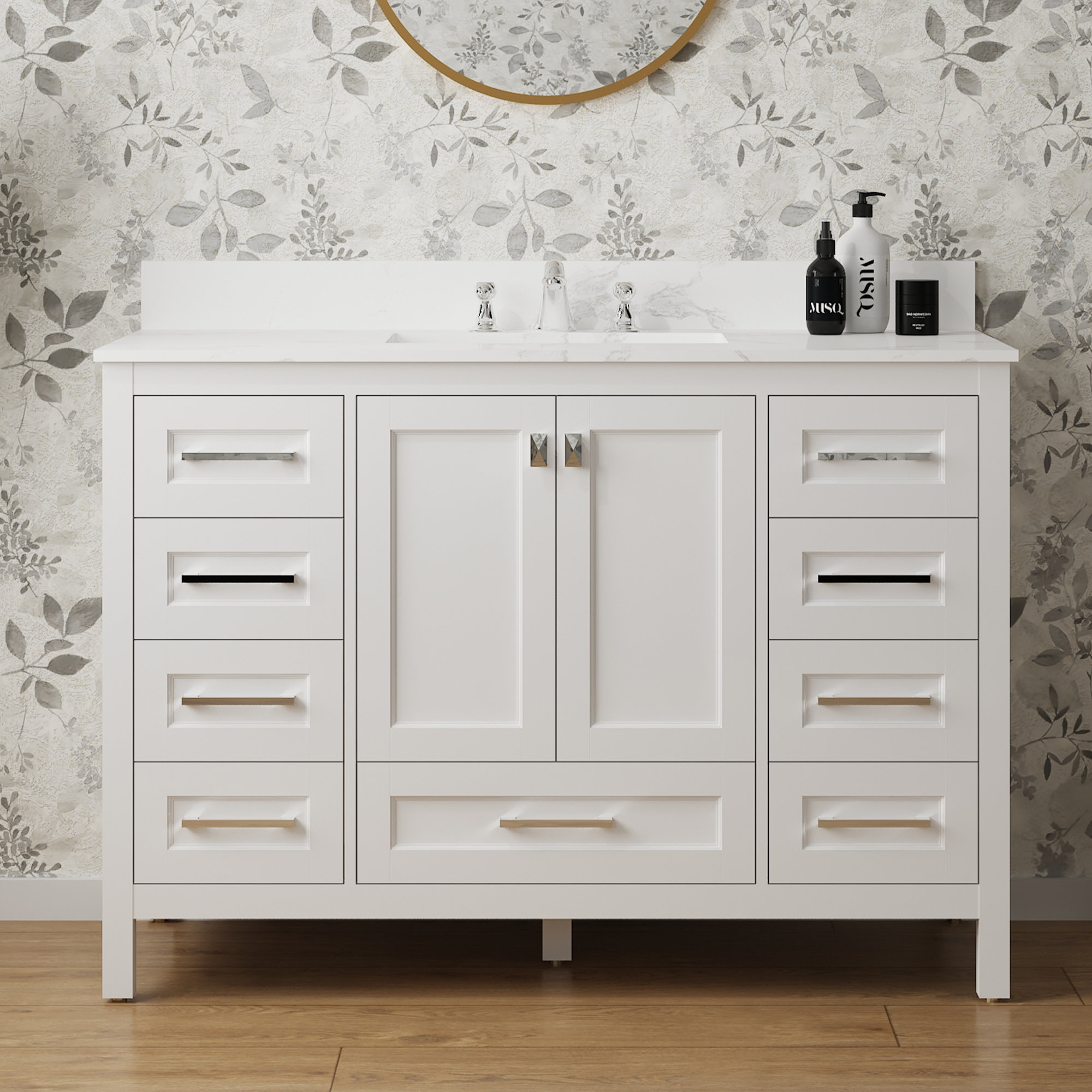 Lark Manor™ Crayford 48" Bathroom Vanity Marble Countertop Sink Cabinet ...